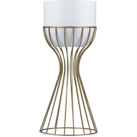 Soporte de pie para flores de 46 cm, color oro y blanco, LOFT