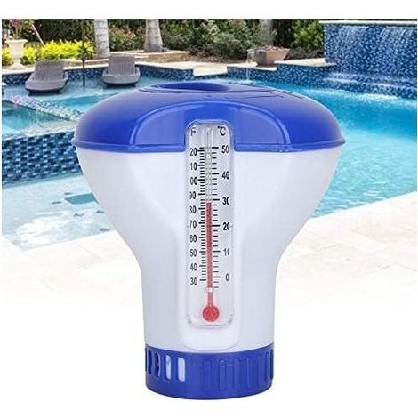 Diffuseur Chlore Piscine avec Thermomètre,Flotteur Piscine Chlore,Diffuseur Piscine Chlore Flottant,Distributeur Chlore Piscine,Distributeur de Produits Chimiques pour Piscine, Étang (1/5)