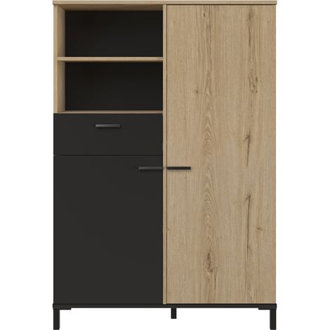 Gami Hochregal TRUST Schwarz und Eiche, elegant und kompakt (1/5)