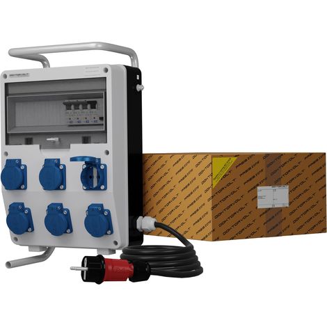 Tableau électrique de chantier sur pied avec câble TD-S/FI SKHU 6x230 V Schuko Doktorvolt DV-9351-D (1/5)