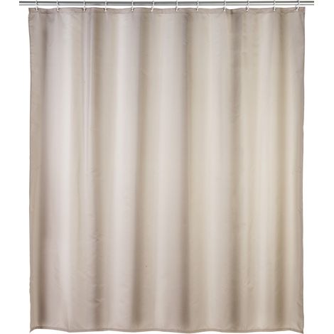 Wenko – Rideau de douche beige 180x200 cm – Polyester antibactérien et hydrofuge – Effet anti-moisissure – 12 anneaux inclus (1/7)