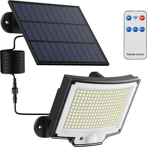 Solarleuchte für den Außenbereich mit Bewegungsmelder (228 LEDs/3 Modi) und Fernbedienung, Schutzart IP65, 5 m Kabel, 1 Stück (1/5)