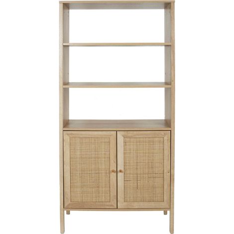 MAYA - Buffet 2 Portes Effet Bois et Façades Rotin (1/5)