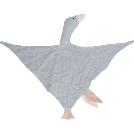 Couverture doudou bébé forme oie, coton doux respirant, gris brumeux, pour nouveau-né et nourrisson (1/5)