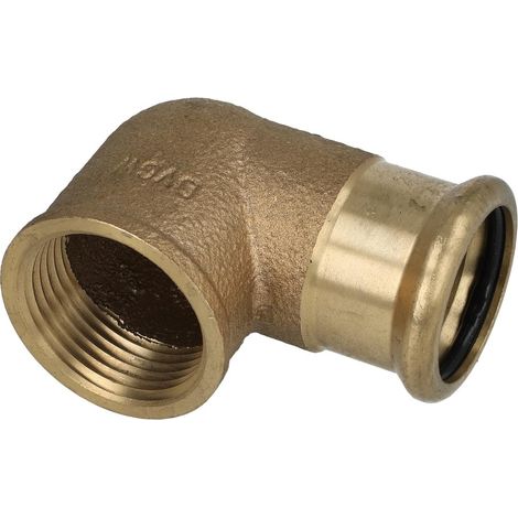 Raccord à sertir laiton rouge coude 90° 28 mm x 1'' FF contour M