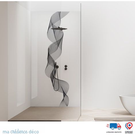 Panneau de douche : Vague dorée 4 - Couleur noir - Alu composite - 90 - 245 (1/2)