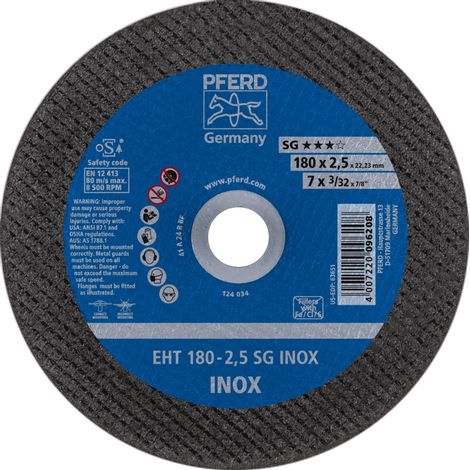 PFERD Trennscheibe EHT 180x2,5x22,23 mm gerade Leistungslinie SG INOX für Edelstahl (1/5)