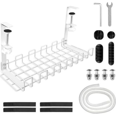 Kabelmanagement-Set für den Schreibtisch – diskretes und elegantes Kabelmanagement-Set aus schwarzem Kunststoff, 4-teilig