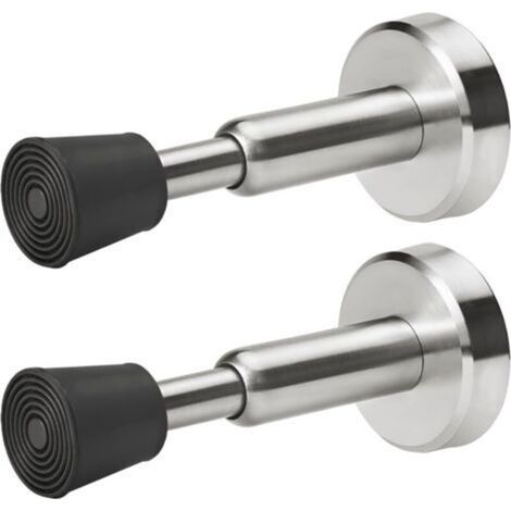 Set of 2 Spring Door Stops, Door Stopper, Wall-Mounted Hydraulic Stainless Steel Door Blocker with Rubber Tip (1/5)