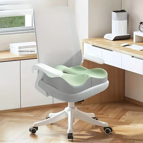 Coussin de siège en mousse à mémoire de forme, 1 pièce, ergonomique, soutien 3D, vert et gris, lavable, indispensable pour la voiture et le bureau (1/5)