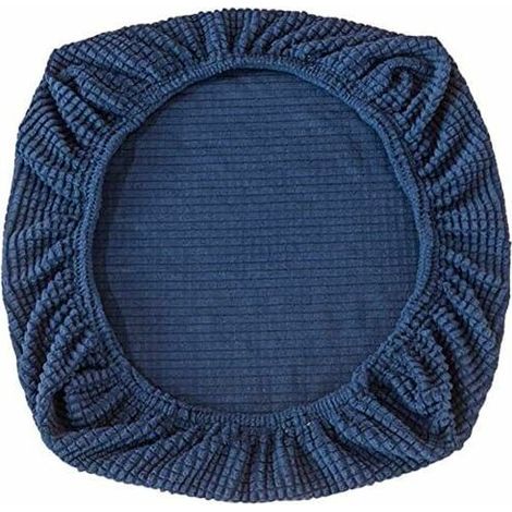 Coprisedie elasticizzati in elastan, 2 pezzi - Lavabili - Per sedie da ufficio, sala da pranzo, bar, decorazioni per feste di matrimonio (blu scuro) (1/5)