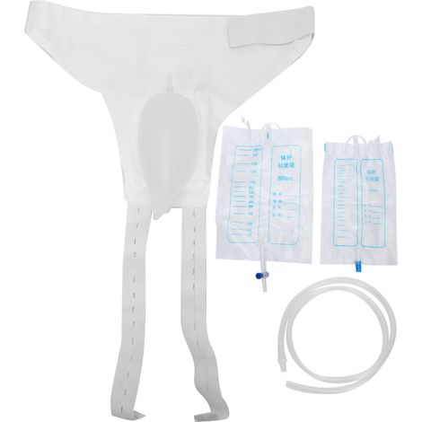 Poche de recueil d'urine en silicone, urinal réutilisable étanche pour homme femme personne âgée, entonnoir urinaire senior, kit soins hygiène. (1/5)