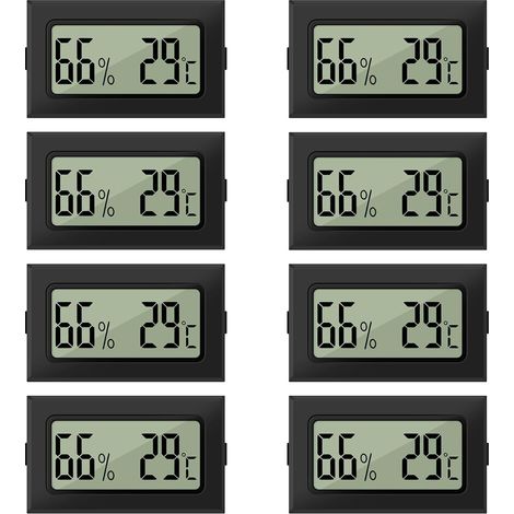 Lot de 8 mini thermomètres et hygromètres numériques LCD 2 en 1 pour l'intérieur et l'extérieur, pour serre, cave (1/5)