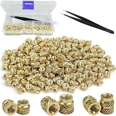 150 inserts filetés, M3-4 5, 5 5, 6 5 écrous moletés en laiton, écrous à sertir, manchons à visser en alliage, douilles filetées, inserts filetés pour composants imprimés, 1 x pince à épiler (1/5)