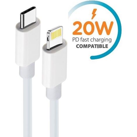 Lot de 2 câbles de charge rapide PD pour iPhone - 1 m, blanc, pour iPhone 11/12/13/14 (1/2)