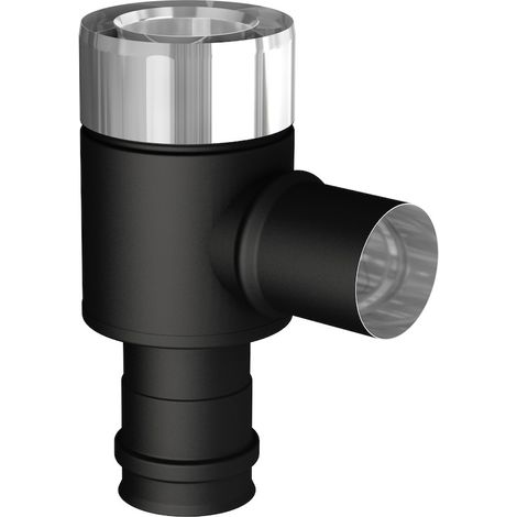 JONCOUX Té 90° - Apollo Pellets 2.0 - noir Ø80/130 mm - prise d’air Ø60 mm - fumées SPF Ø80 mm