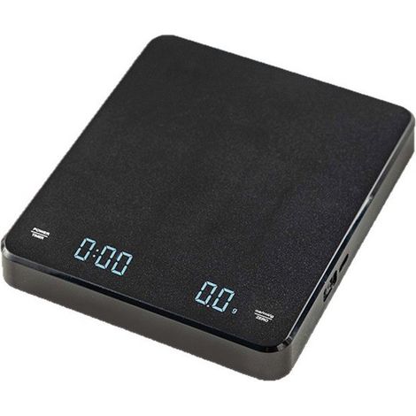 Balanza digital para café con temporizador (0,1 g–3 kg) – Recargable, precisión de 0,1 g, incluye alfombrilla antideslizante y cable USB-C.