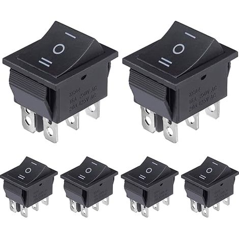Interrupteur a Bascule 6 Broches Interrupteurs à bascule 3 Positions ON/OFF/ON 16A 250VAC 20A 125VAC Noir Bouton Commutateur (1/5)