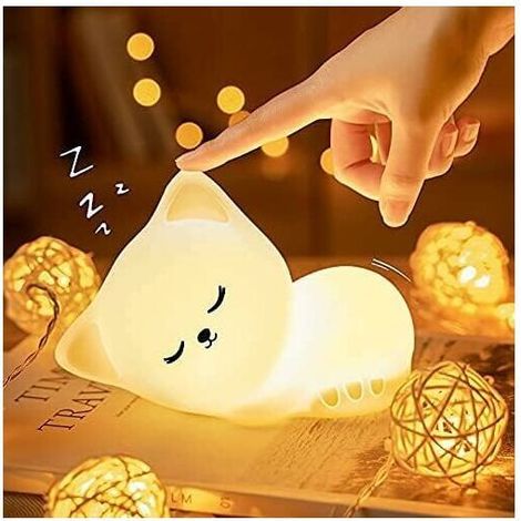 VURAHOME - Veilleuse Enfant Chat,Veilleuse Bébé,Veilleuse Bebe Enfant Rechargeable,Veilleuse Bébé LED Portable Fille Adulte Garcon,Veilleuse Tactile Silicone Portable,Cadeau Lumineux,Lampe Veilleuse B (1/5)