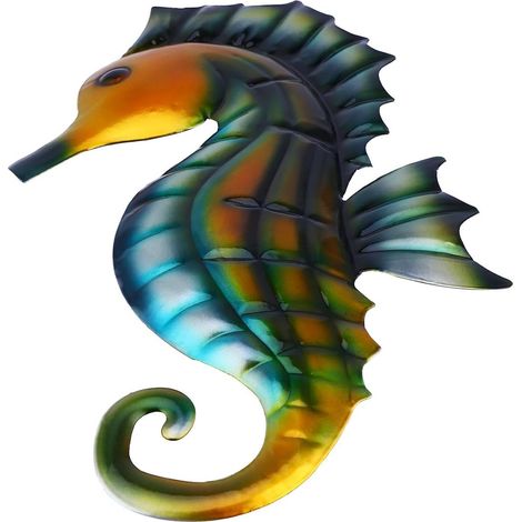 Décoration Murale Hippocampe en Fer Vert sans Bavures, Design Créatif et Finition Soignée, pour Fête de Noël et Décoration Intérieure Couleur Aléatoire (1/5)