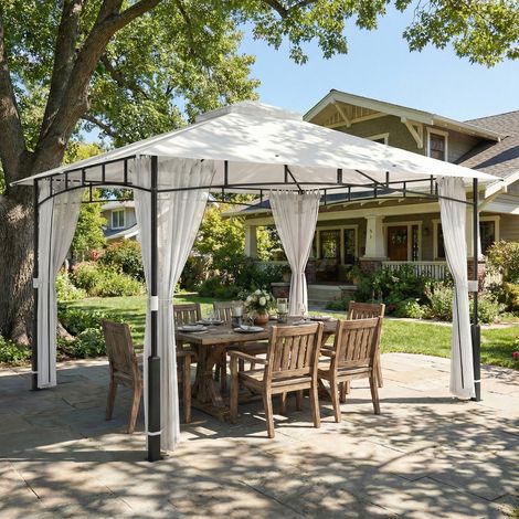 Pavillon Écurie jardin hydrorésistante moustiquaire Double toit jardin Terrasse - Dimensions: 3x3,6 m - Couleur: Noir