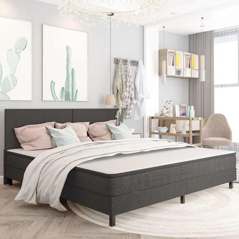 Estructura de cama Box Spring sin colchón tela gris 200x200 cm (1/5)