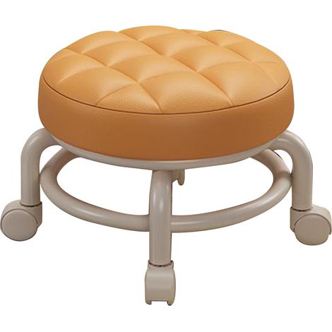 Eosnow Pouf roulant en mousse à mémoire de forme haute densité, imperméable, roues silencieuses, repose-pieds Double couche, tabouret pour bureau familial, Orange (1/5)