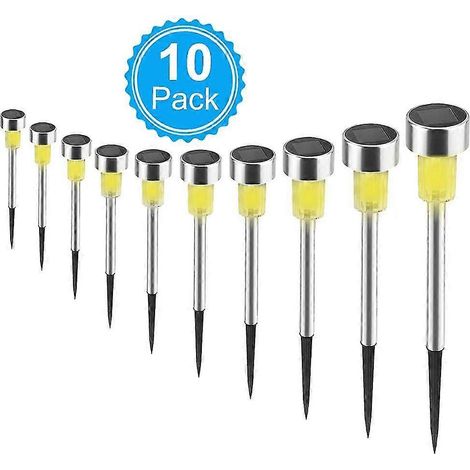 Lot de 10 lampes solaires à piquer, étanches, pour la décoration de terrasses et de jardins. (1/5)