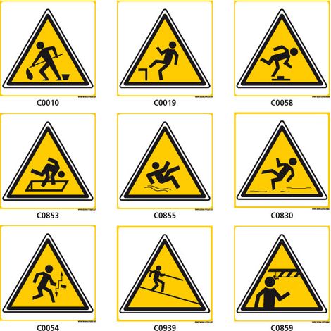 Panneau de DANGER de CHUTE - C0054 - 125 x 125 mm