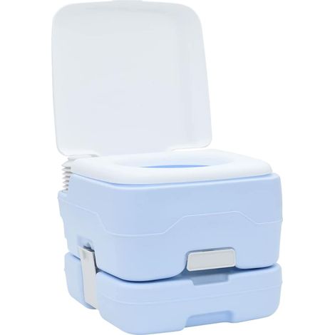 Toilette de Camping Bleu Clair et Blanc 41,5 x 36,5 x 30 cm