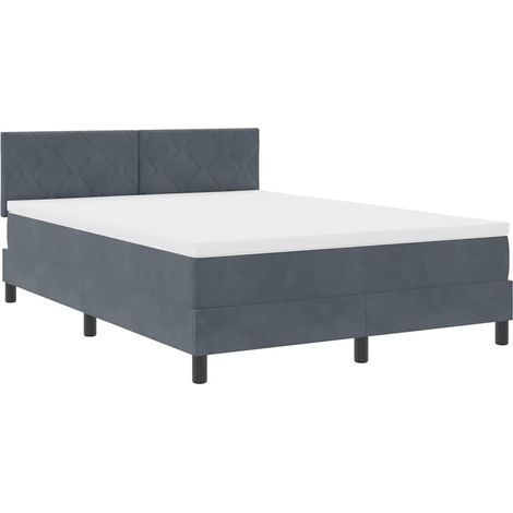 Box Spring Bed with Headboard Dark grey 140 x 190 cm Velvet vidaXL (1/5)