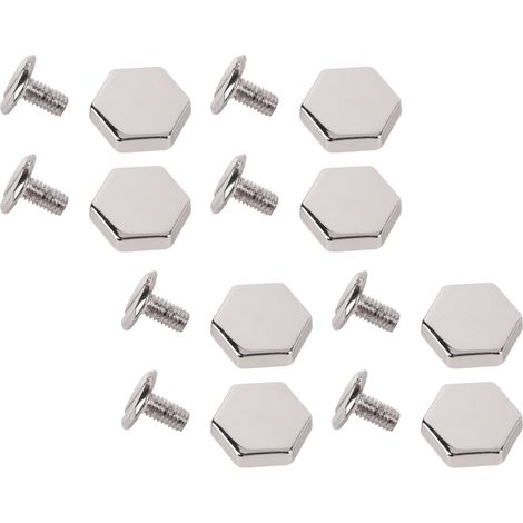 Lot de 50 rivets hexagonaux à fente de 10 mm en alliage de zinc argenté, pour la fixation du cuir, la confection de ceintures, de sacs et d'articles de loisirs créatifs. (1/5)