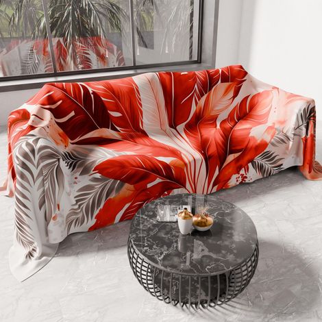 Drap de Protection en Microfibre Multi-Usage Anti-Taches 400x270 cm, Housse de Canapé, Couvre Lit, Couverture de Canape, Rouge (1/5)