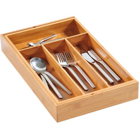 Kesper Besteckkasten variabel aus Bambus, braun, 26 x 43 x 6 cm  - Kesper