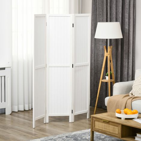 Paravent en bois séparateur de pièce closion intérieur pliable 3 panneaux en bois blanc 120 x 170 cm conception robuste