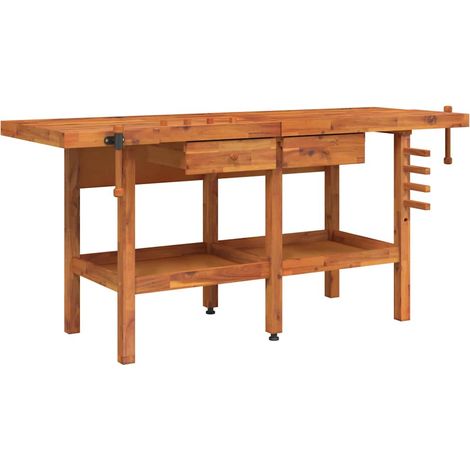 vidaXL Banco de trabajo cajones y tornillos banco madera 192x62x83 cm (1/2)