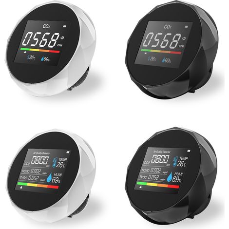Detector de dióxido de carbono 5 en 1, monitor de calidad del aire con medición de temperatura y humedad, detector digital de CO2, analizador de aire para CO2/HCHO/TVOC, kit de prueba preciso para el  (1/2)
