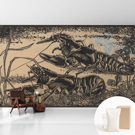 Papier peint intissé à motifs décoratifs pour salon chambre et bureau Décoration murale élégante avec colle Écrevisses 416x254 cm (1/5)