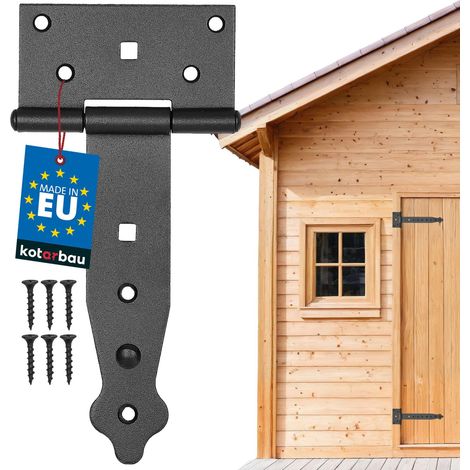 KOTARBAU® Charnière Porte Lourde - en T - Acier Revêtu Poudre - 150 mm - Noir - Gond Portail - Charnière Portail - Penture pour Porte Bois
