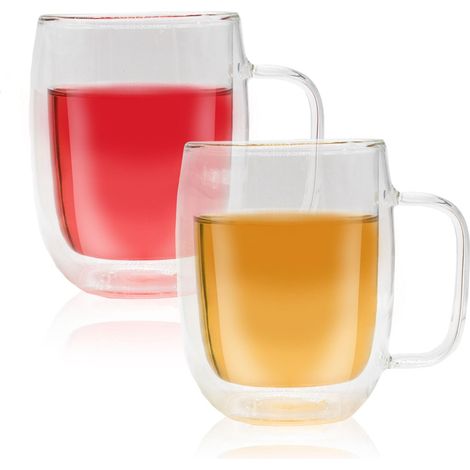 Duo de Tasses en Verre Double Paroi 330ml Résiste à la Chaleur (1/5)