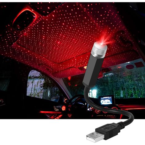 Lumière D'ambiance, Lampe de Toit pour Voiture Atmosphère Ciel étoilé LED Projecteur Rouge Veilleuse Réglable Plusieurs Modes, Romantique Lumière (1/5)