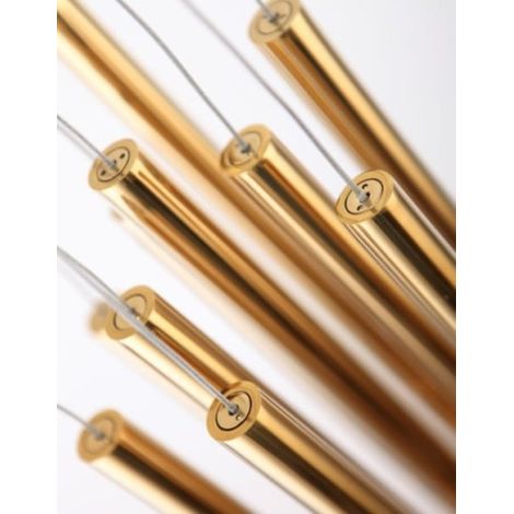 Lampada sospensione Maxlight Organic 10 tubi oro LED dimm.
