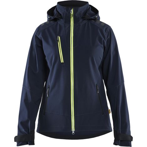 Chaqueta de trabajo softshell mujer 4719 - Azul marino/Amarillo fluorescente L