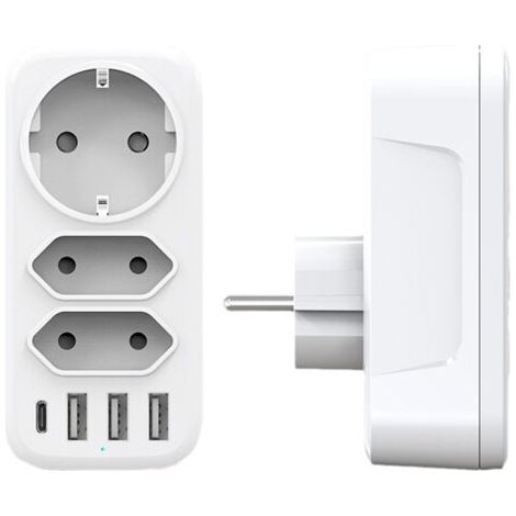 BUNTHAUS Blanc Multiprise Murale avec USB C, Multiprises 3 Prises 17W 5A avec 3 USB C&1 A, Maison Le Bureau Les Voyages Compatible avec Phone Pad (1/5)