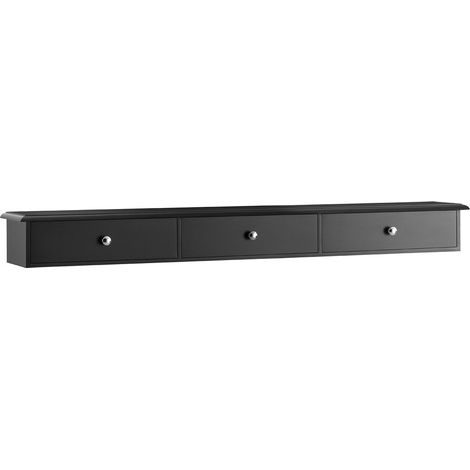 SoBuy Wall Shelf Floating Shelf with 3 Drawers Black,FRG43-L-SCH