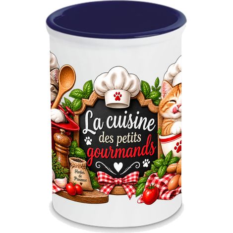Pot à ustensiles chats gourmands céramique 13 cm (1/3)
