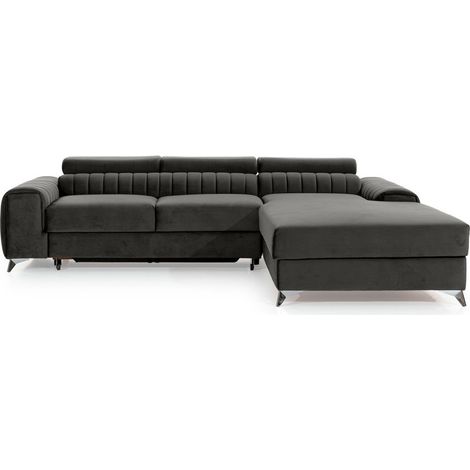 Canapé d'angle droit Gris foncé convertible 3 places JAYSON grand confort (1/5)