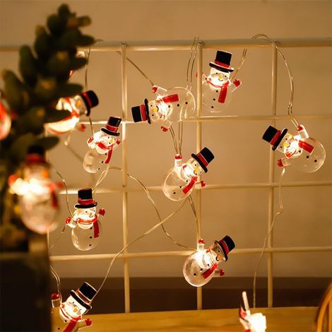 2m 20 LED Schneemann Lichterkette Warmweiß (Weihnachten) – perfekt für Kaminsims, Regal und Eingang (1/5)