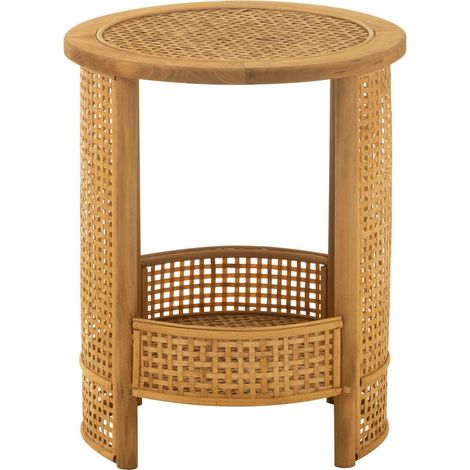 Table basse ronde 40x40x49,5 cm en bambou et sapin (1/5)