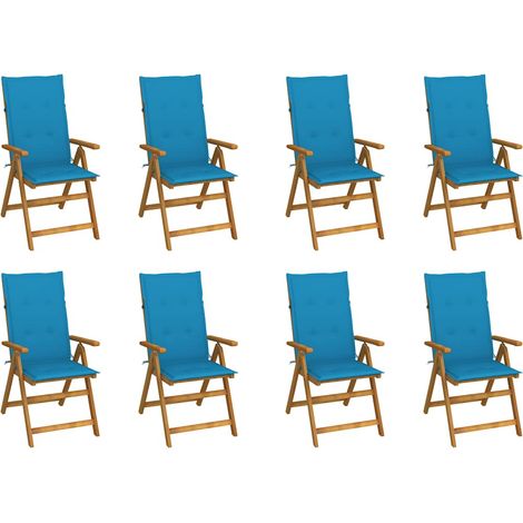 vidaXL Sillas plegables con cojines, 8 unidades, madera maciza de acacia. (1/5)